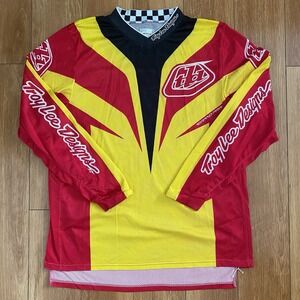 VTG Troy Lee Designs Jersey Mens Medium Red Yellow Black Motocross BMX Racing